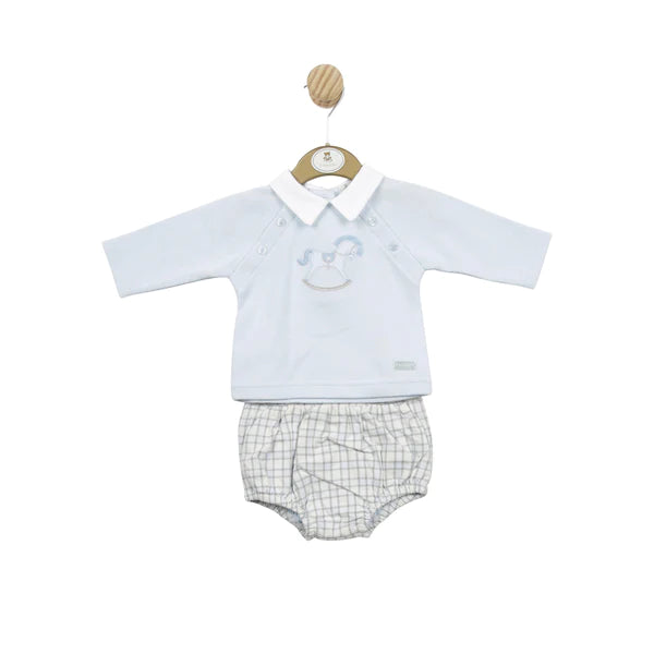 Mintini Boys Blue Rocking Horse Top & Jam Pants Set - MB5042