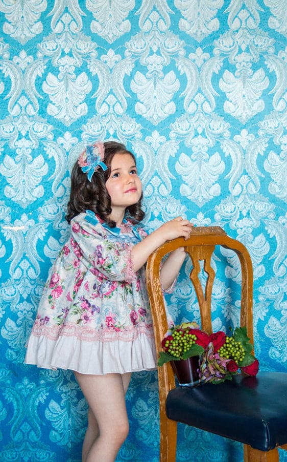 La Marquesita Real Flores De Palacio Dress & Matching Hair Clip