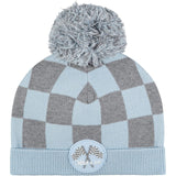 Mitch & Son Elvis Blue & Grey Racing Style Check Pom Pom Hat - MS22418