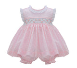 Pretty Originals Pink & White Smocked Dress, Bloomers & Headband - MT00905