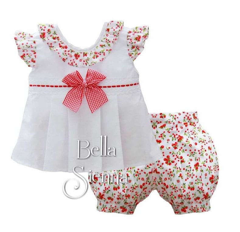Pretty Originals Girls  Strawberry Print Three Piece Short Set MT02024