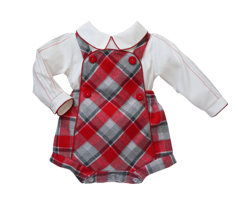 Pretty Originals Boys Red & Grey Tartan Two Piece Outfit - MT02252