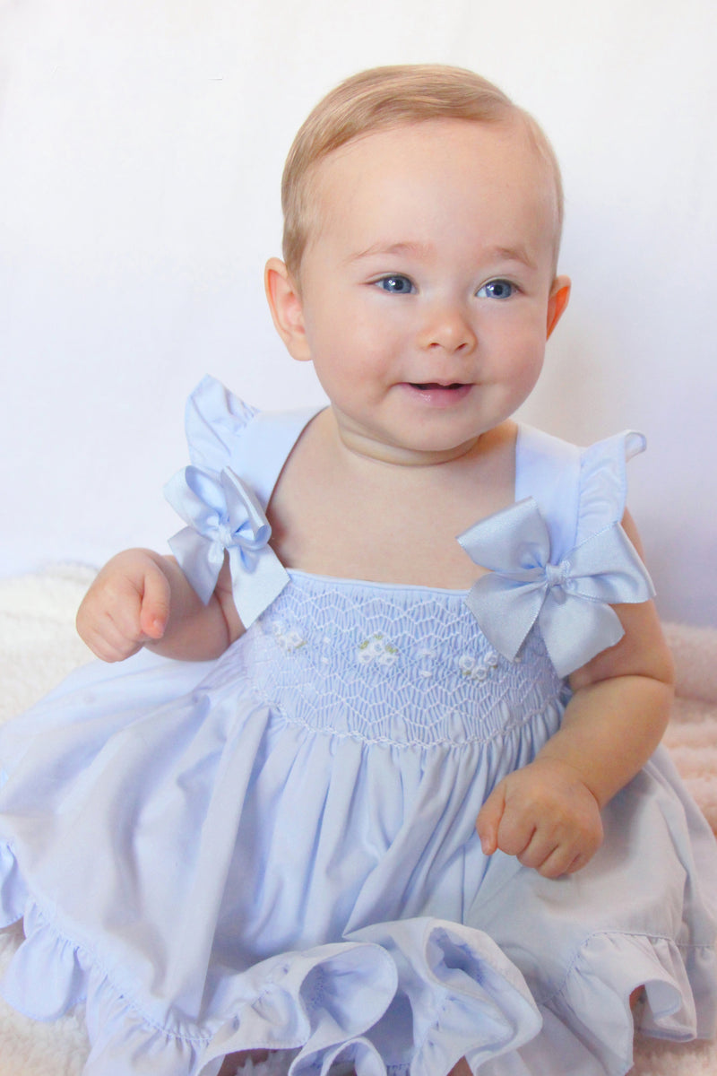 Pretty Originals Blue Hand Smocked Dress, Bloomers & Headband - MT02319