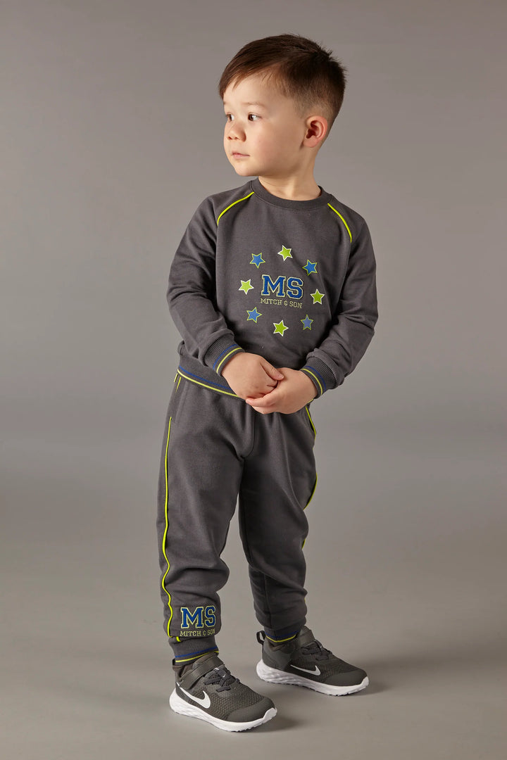 Mitch & Son "Gray" Crewneck Tracksuit With Contrast Piping - MS22605