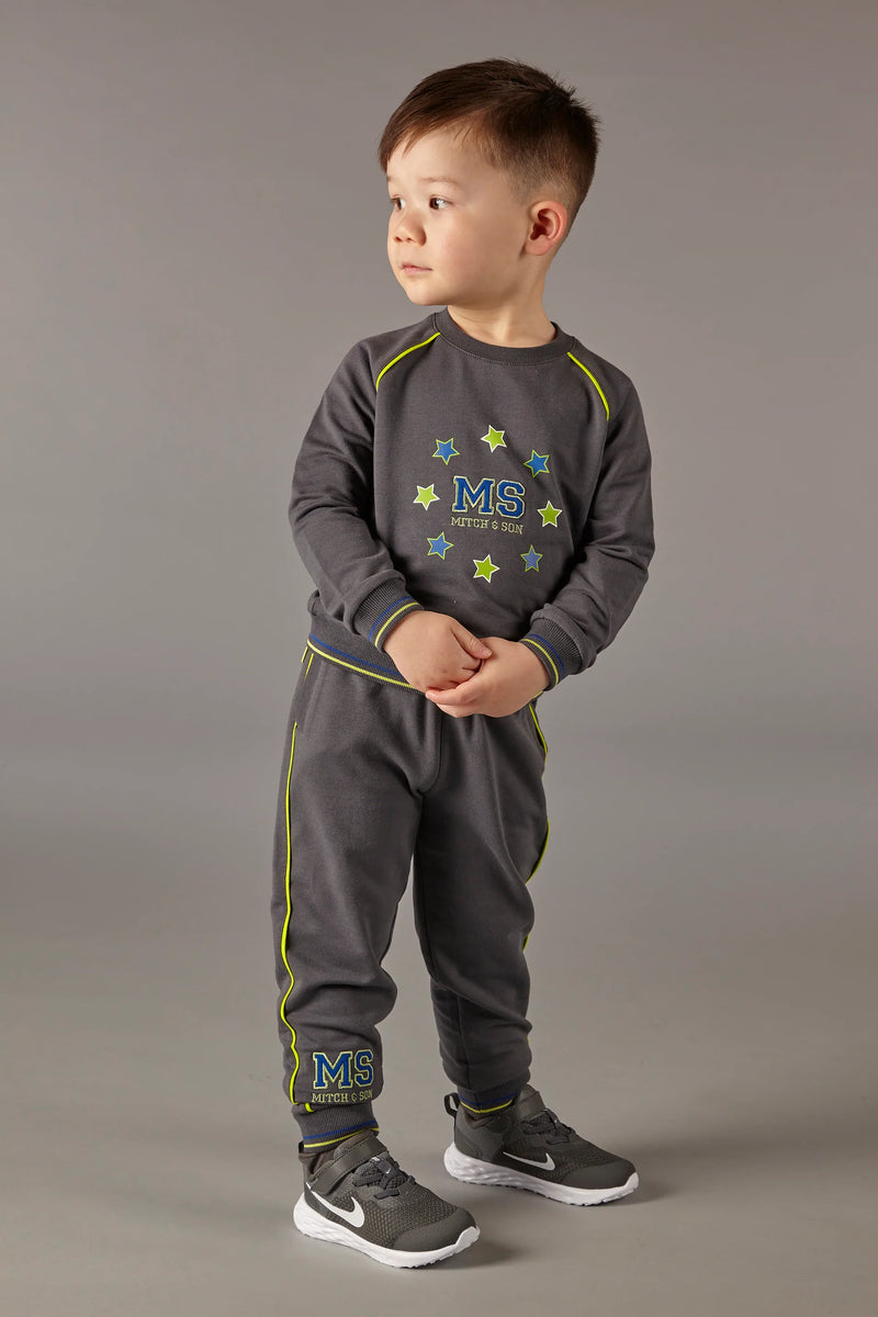 Mitch & Son "Gray" Crewneck Tracksuit With Contrast Piping - MS22605