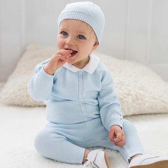 Emile et Rose Baby Blue Knitted 3 Piece Set - Noah - 6413