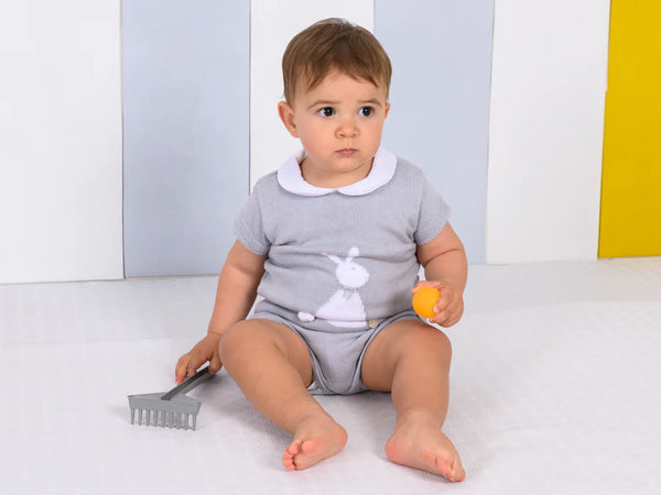 Granlei Baby Boys Fine Knitted Bunny Short Set Grey