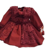 La Marquesita Real La Duquesa Burgundy Shirley Puffball Dress & Matching Hair Clip