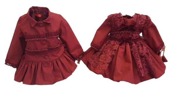 La Marquesita Real La Duquesa Burgundy Shirley Puffball Dress & Matching Hair Clip