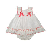 Lor Miral Ivory & Coral Baby Dress & Pants Set - 31053