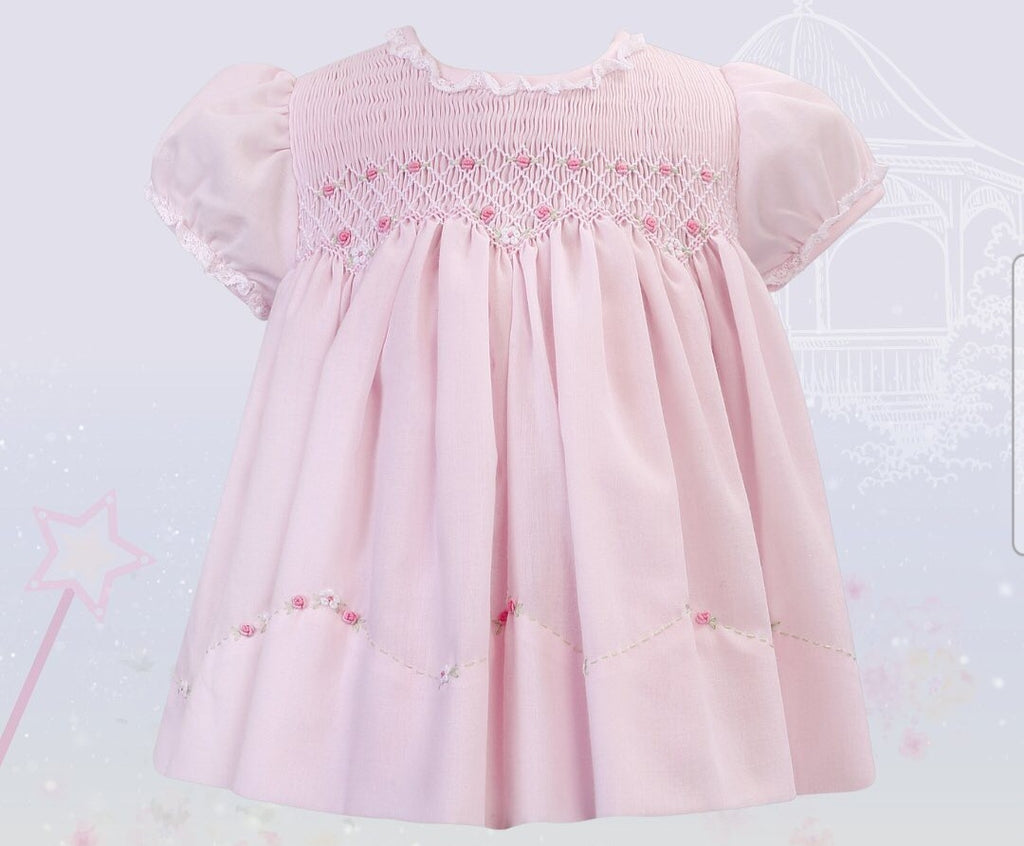 Sarah Louise Pink Hand Smocked Dress 012887 Bella Sienna