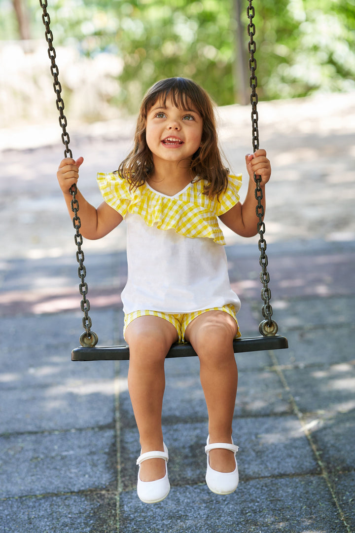 Rapife Girls Yellow & White Two Piece Shorts Set- 4851
