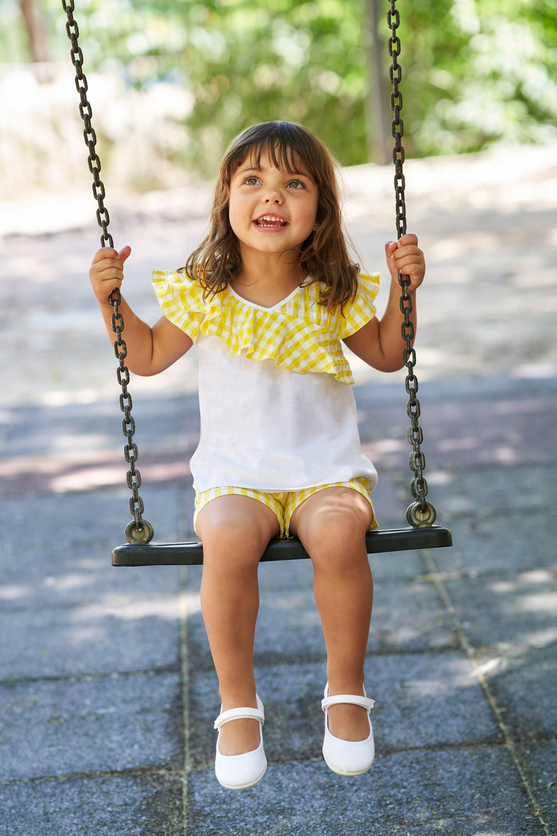 Rapife Girls Yellow & White Two Piece Shorts Set- 4851