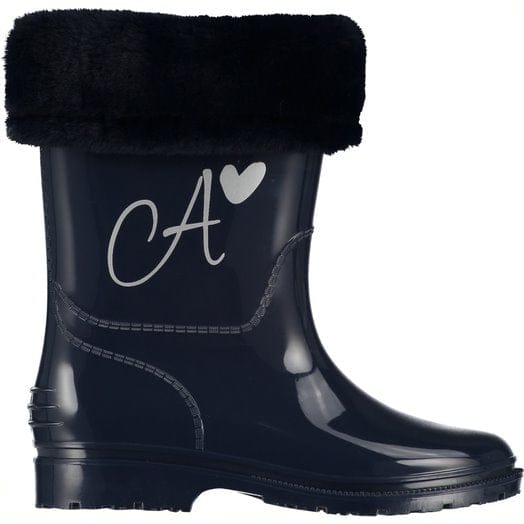 A Dee Navy Blue Wellies With Fur Trim - Splash - W225102