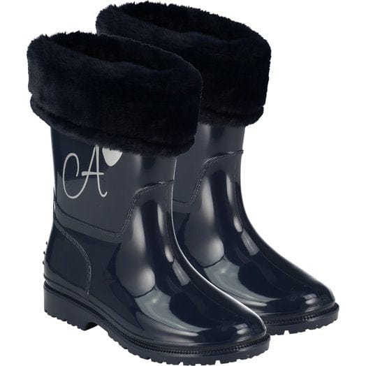 A Dee Navy Blue Wellies With Fur Trim - Splash - W225102