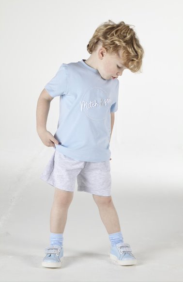 Mitch & Son Circle Signature Jersey Shorts & T-shirt Set - Pale Blue - MS22109 - ANTON