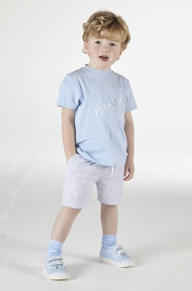 Mitch & Son Circle Signature Jersey Shorts & T-shirt Set - Pale Blue - MS22109 - ANTON