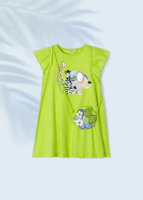 Mayoral girls Appliques dress with bag - 3947 - Lima