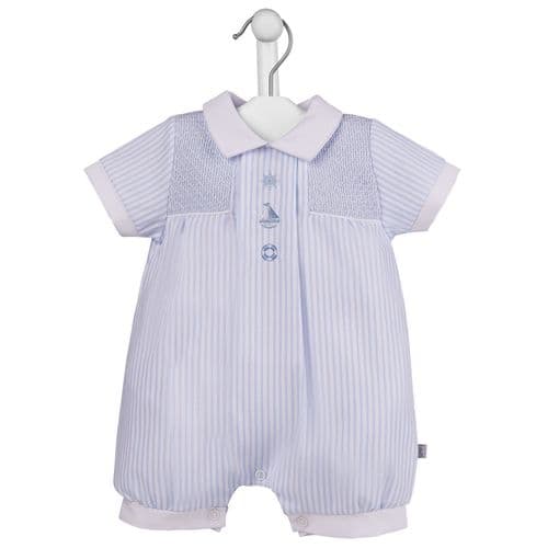 Dandelion Smocked Pique Nautical Romper - AV6105