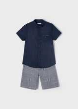 Mayoral Smart Navy Shirt & Shorts Set - 3267