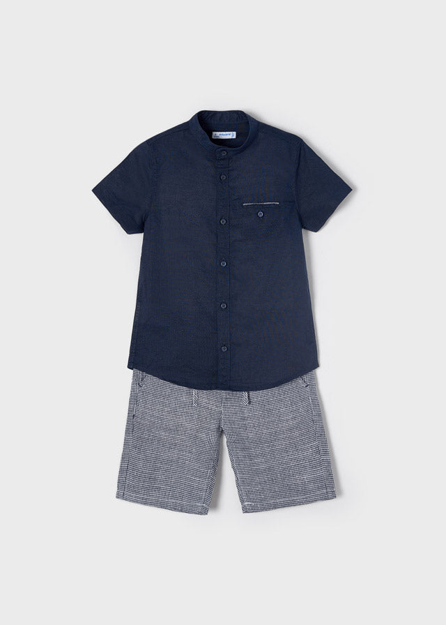 Mayoral Smart Navy Shirt & Shorts Set - 3267