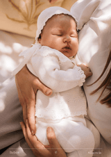 Mac ilusion Two Piece Knitted Top & Leggings Set With Lace Detail- 8816 - Ivory