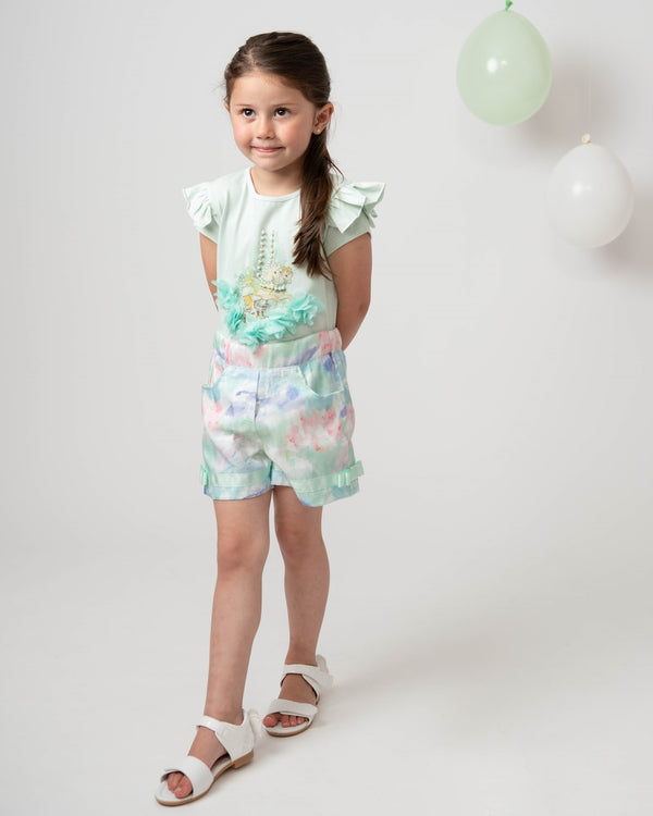 Caramelo Kids Diamante Carousel Shorts Set - 019088 - Mint Green