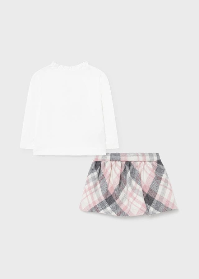 Mayoral Check skirt set with top for baby girl 2930 Pink (Jumper not included)