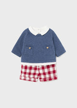 Mayoral Checkered shorts and jumper set newborn 2228