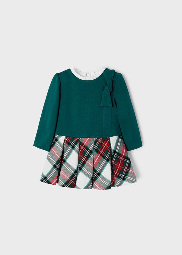 Mayoral Long Sleeved Green Tartan Winter Dress - 2945