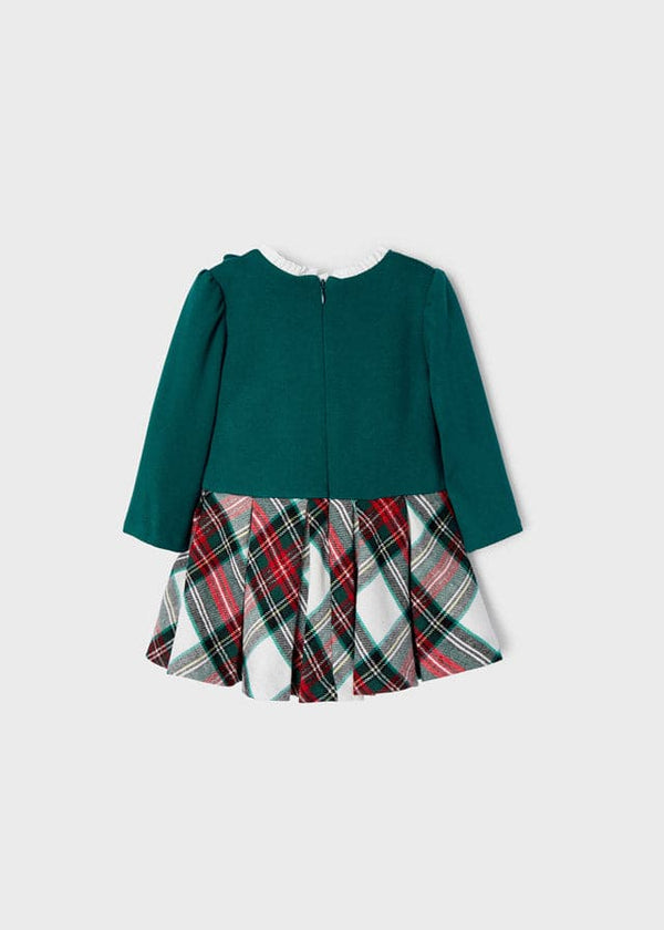 Mayoral Long Sleeved Green Tartan Winter Dress - 2945