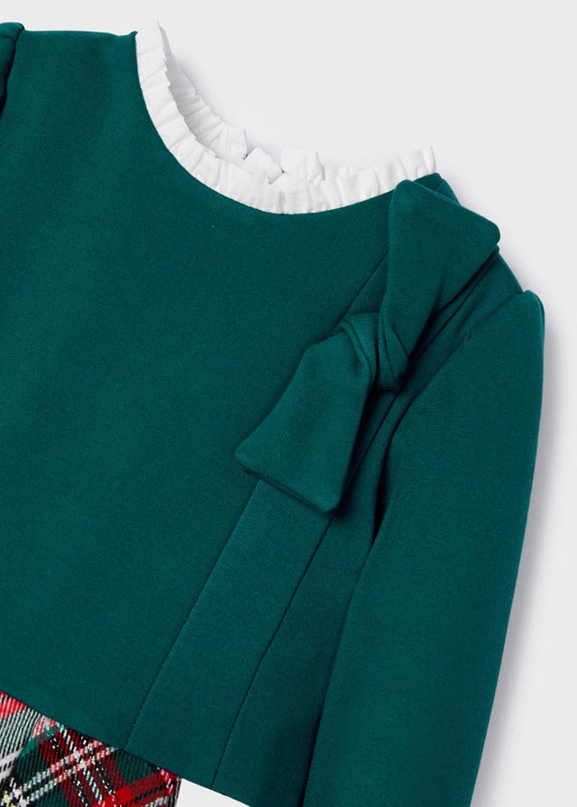 Mayoral Long Sleeved Green Tartan Winter Dress - 2945