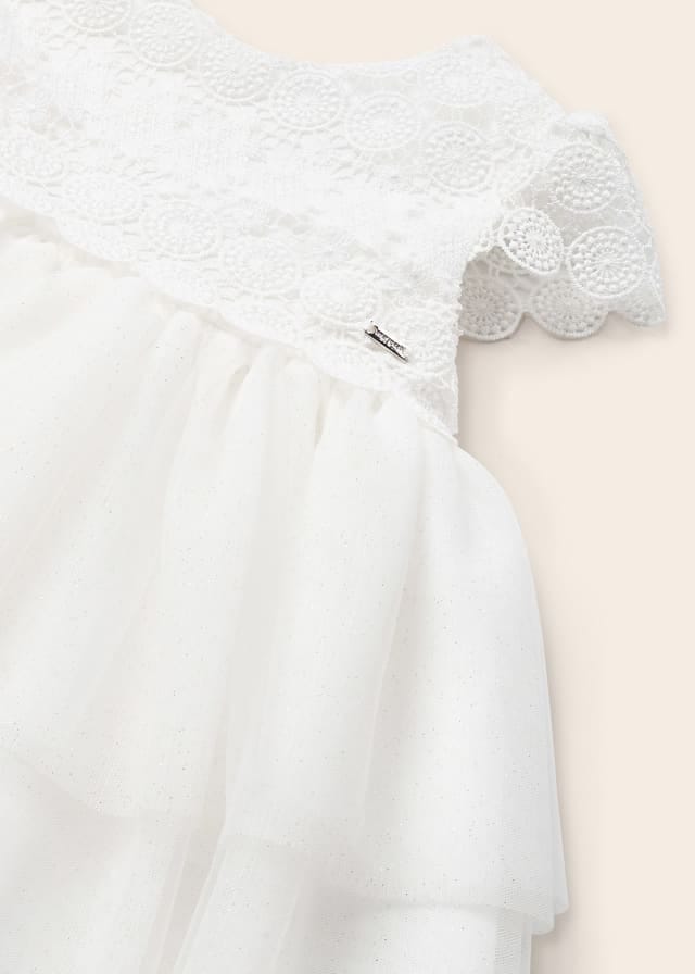 Mayoral Combined tulle and guipure dress baby girl 1950