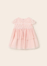 Mayoral Combined tulle and guipure baby dress 1950 Pink
