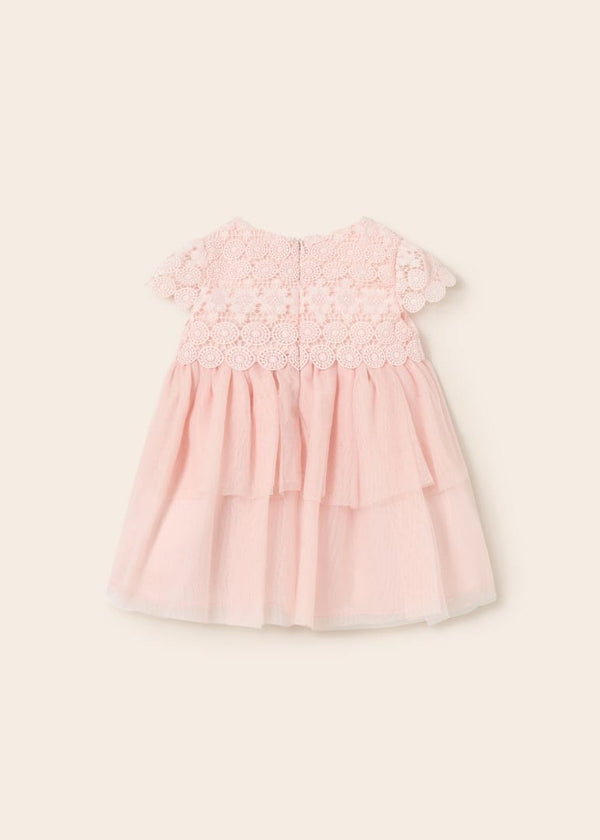 Mayoral Combined tulle and guipure baby dress 1950 Pink