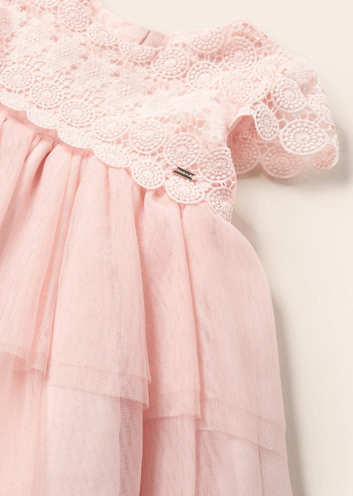Mayoral Combined tulle and guipure baby dress 1950 Pink