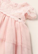 Mayoral Combined tulle and guipure baby dress 1950 Pink