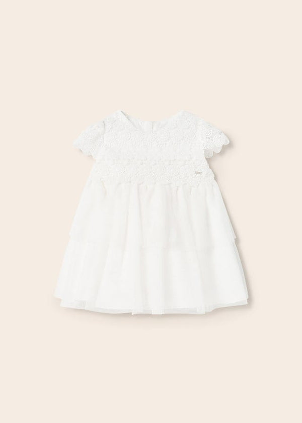 Mayoral Combined tulle and guipure dress baby girl 1950