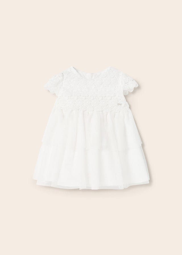 Mayoral Combined tulle and guipure dress baby girl 1950
