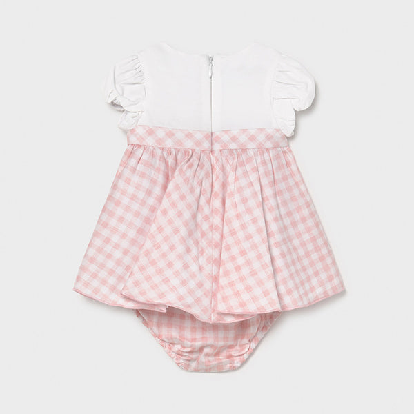 MAYORAL BABY GIRLS PINK AND WHITE CHECKED DRESS AND KNICKERS - 1803
