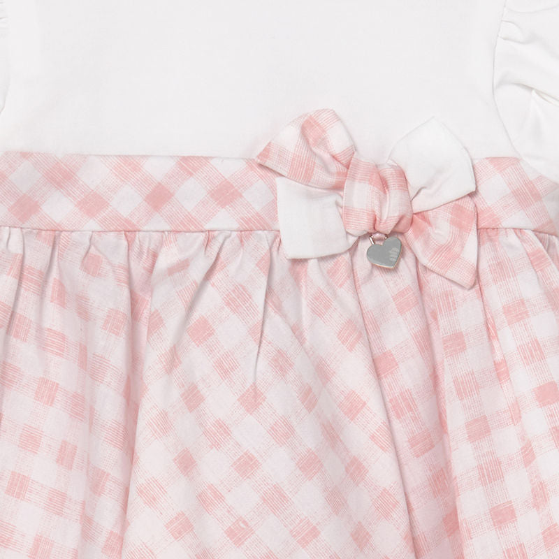 MAYORAL BABY GIRLS PINK AND WHITE CHECKED DRESS AND KNICKERS - 1803