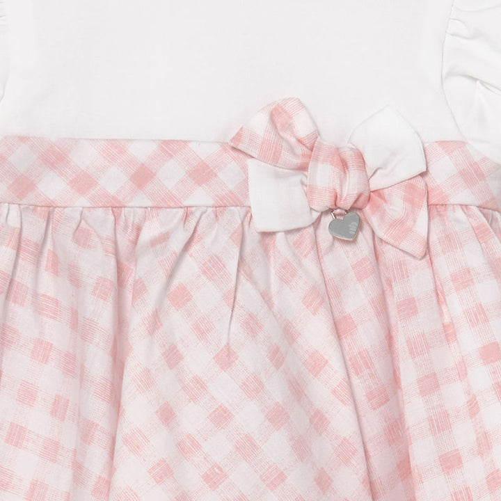 MAYORAL BABY GIRLS PINK AND WHITE CHECKED DRESS AND KNICKERS - 1803