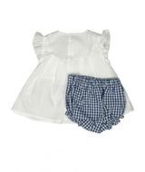 Barcellino White & Navy Check Dress & Pants Set - 9648