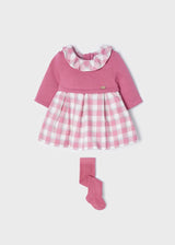 Mayoral Pink Check Dress With Matching Tights - 2804