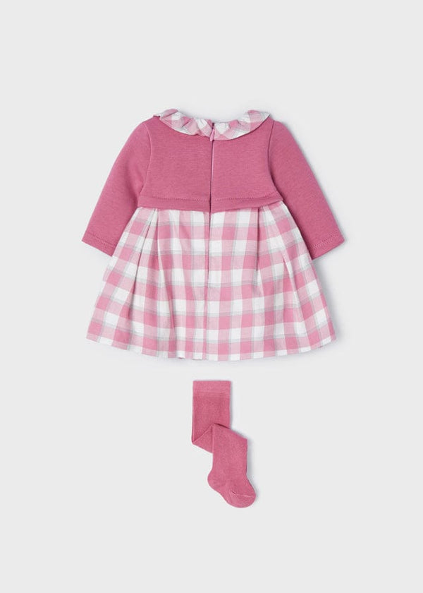 Mayoral Pink Check Dress With Matching Tights - 2804