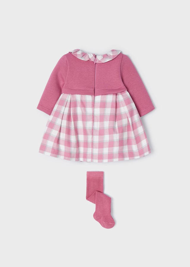 Mayoral Pink Check Dress With Matching Tights - 2804