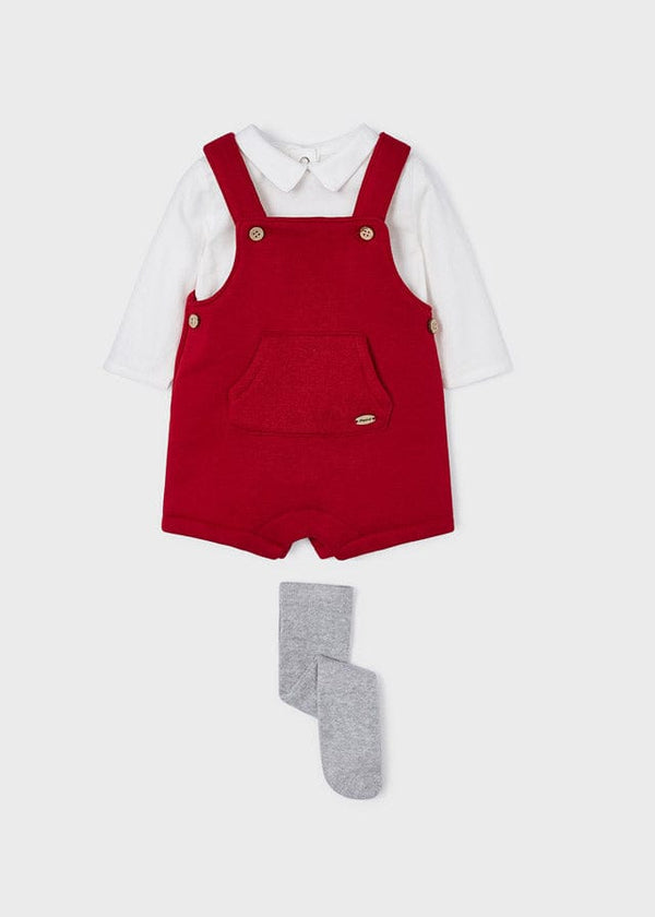 Mayoral ECOFRIENDS dungarees with shirt and tights set newborn 2635 Red