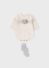 Mayoral ECOFRIENDS knitted romper with tights set newborn milk vig 2638