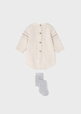 Mayoral ECOFRIENDS knitted romper with tights set newborn milk vig 2638