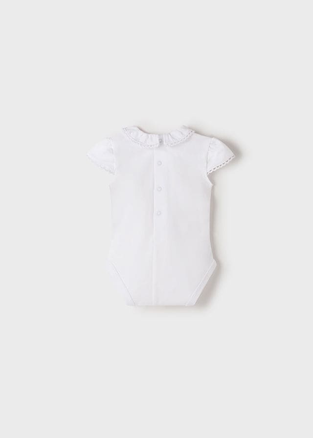 Mayoral All In One Baby Vest With Lacey Trim White 1712